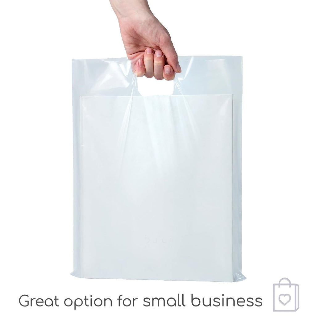 100 Clear Plastic Bags With Handles 12x15 Merchandise Bags