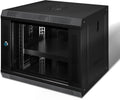 9U Wall Mount Server Cabinet IT Network Rack Enclosure Lockable Glass Door Black