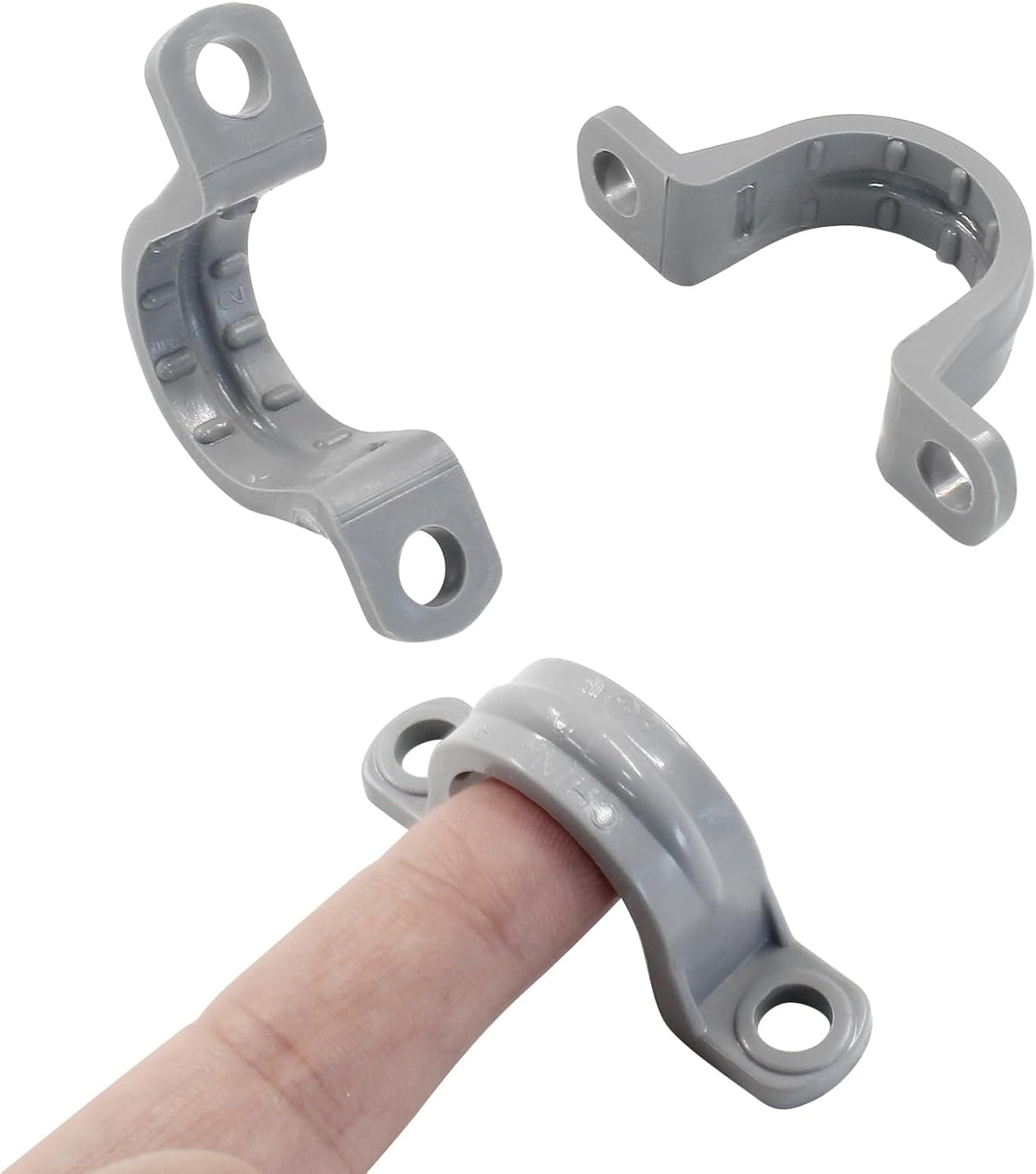 1/2 Inch PVC Pipe Straps, 12 Pack | 2 Holes, Plastic Conduit Pipe Clamps, Pipe Supports for PVC Pipes, Conduit and
