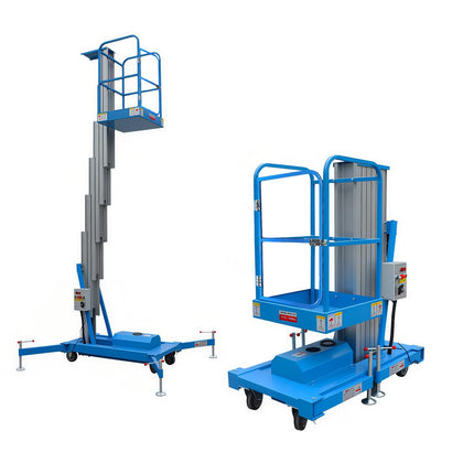 Electric Hydraulic Man Lift, 26.5ft Aluminum Mobile Scaffolding, 275lbs Capacity for Warehouse & Construction, Safe &