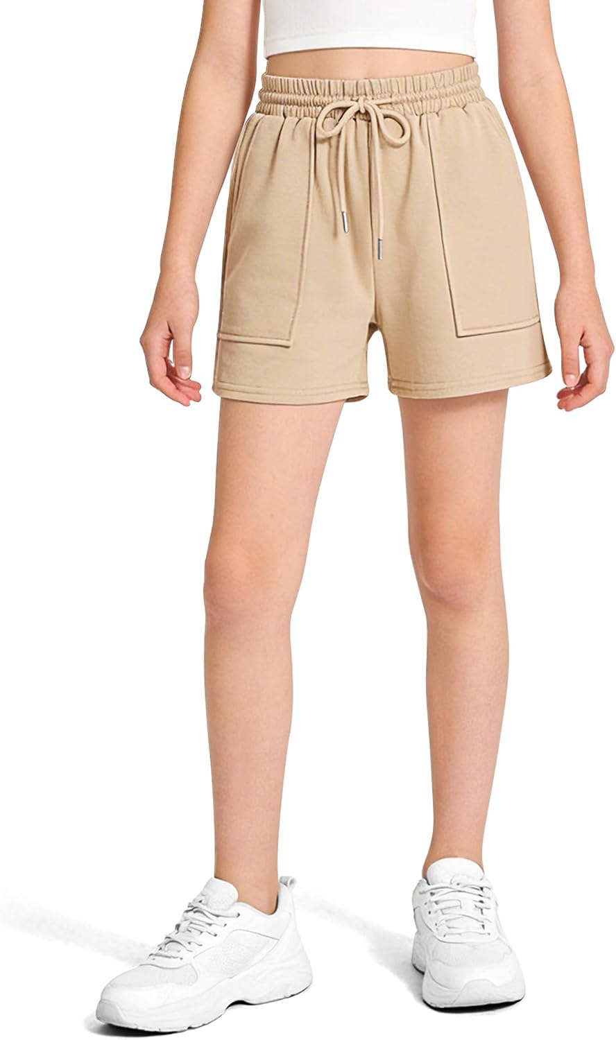 Girls Casual Cargo Shorts Athletic Running Shorts with Pockets 5-14Y