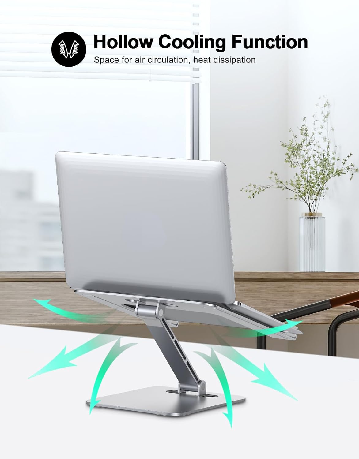 Foldable Aluminum Alloy Laptop Stand for Desk, Height Adjustable Ergonomic Computer Stand for Laptop, Portable Laptop