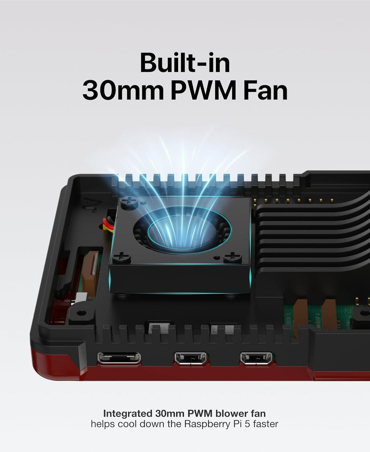 Argon NEO 5 Aluminum Case for Raspberry Pi 5 - Built-in Fan (BRED)