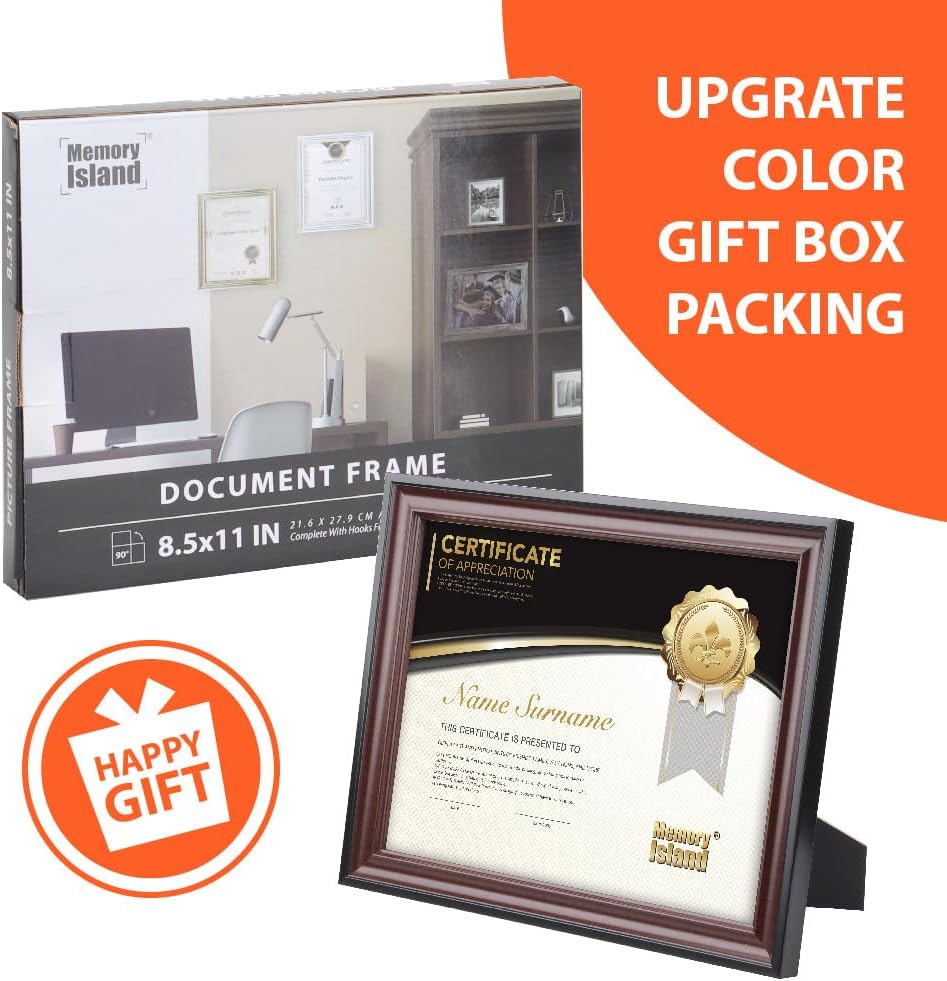 8.5x11 Document frames,Real Glass Fronts, 4 Pack Certificate Frames for Wall Or Tabletop Display,Diploma Frames For