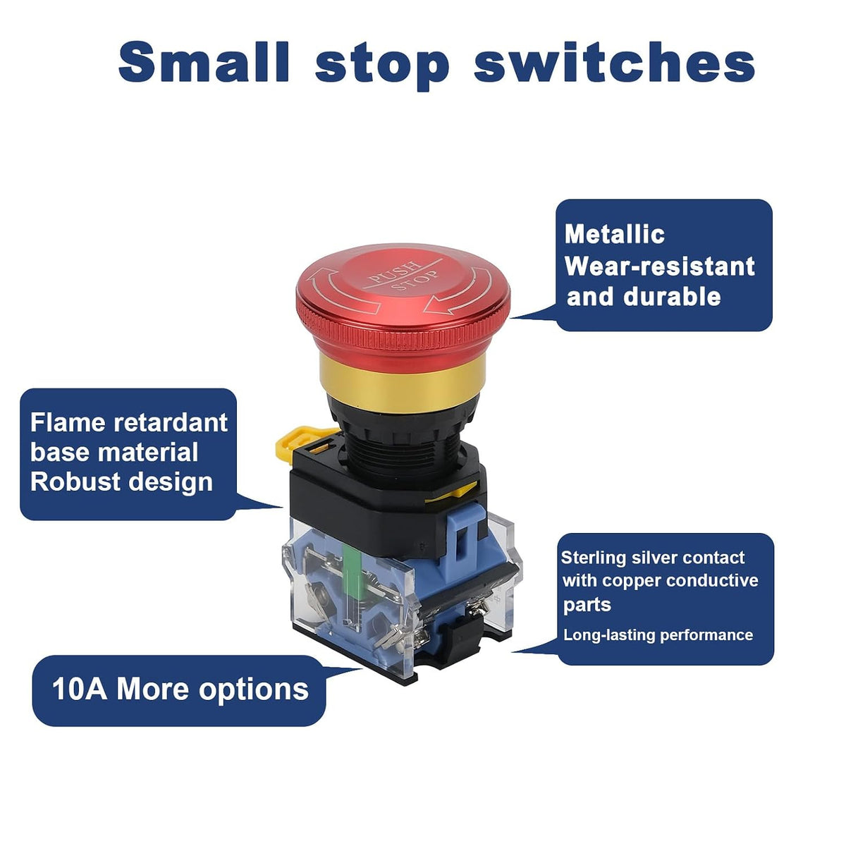 Emergency Stop Button with Box,10A 440V Emergency Shut Off Switch, IP65 Waterproof E-Stop Push Button Switch