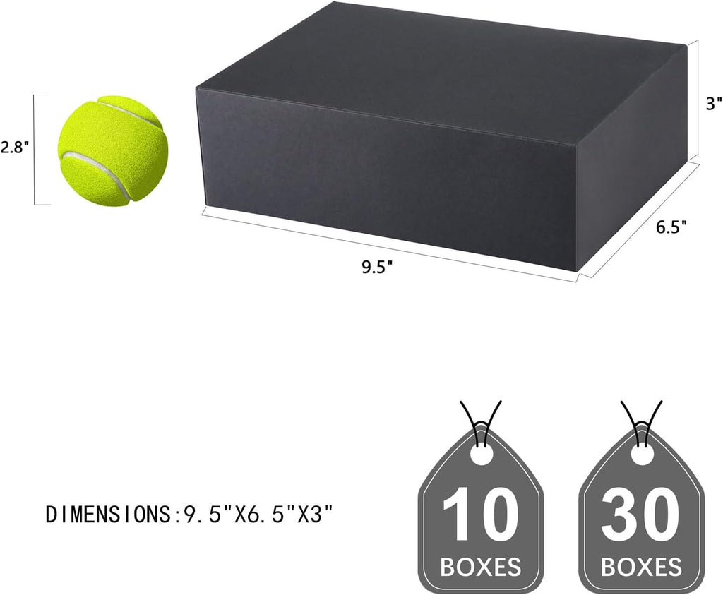 30 Gift Boxes 9.5x6.5x3 Inches, Matte Black Gift Boxes Bulks