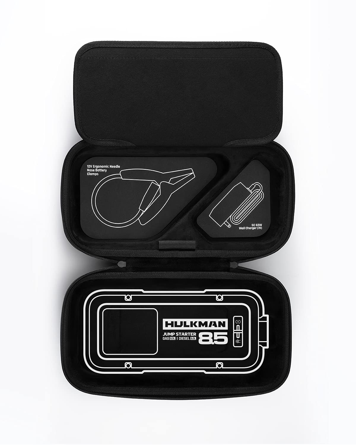 Hulkman Alpha Bag Jump Starter Case, Hard EVA Protective Carrying Bag Compatible with Alpha 85/85S/Pro Series Jump Starters, Shockproof Water-Resistant Storage Organizer for Booster Cables
