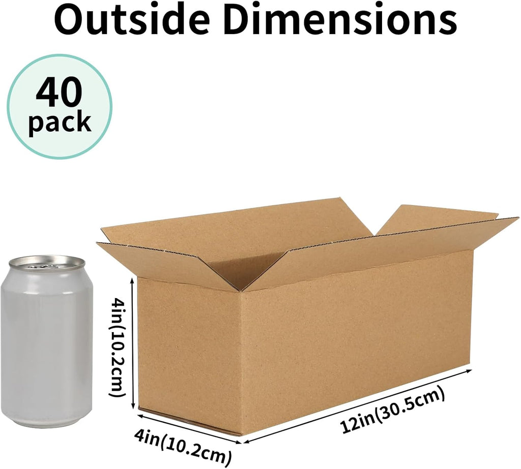 40 Packs 12x4x4 Shipping Boxes for Small Business, Corrugated Cardboard Boxes Bulk for Shipping Packing Mailing