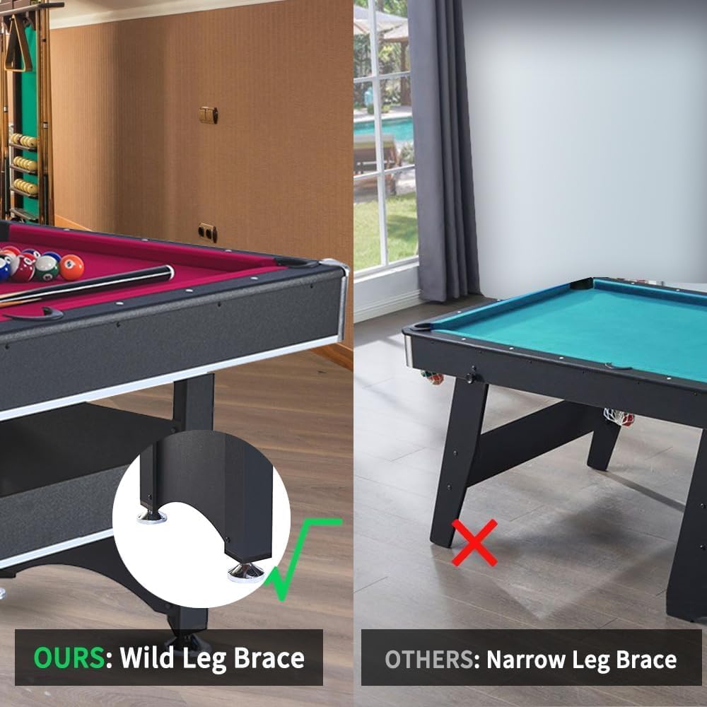 2 in 1 Pool and Table Tennis Multi Game Table, 6-Foot Modern Billiards Table with Conversion Top of Table Tennis