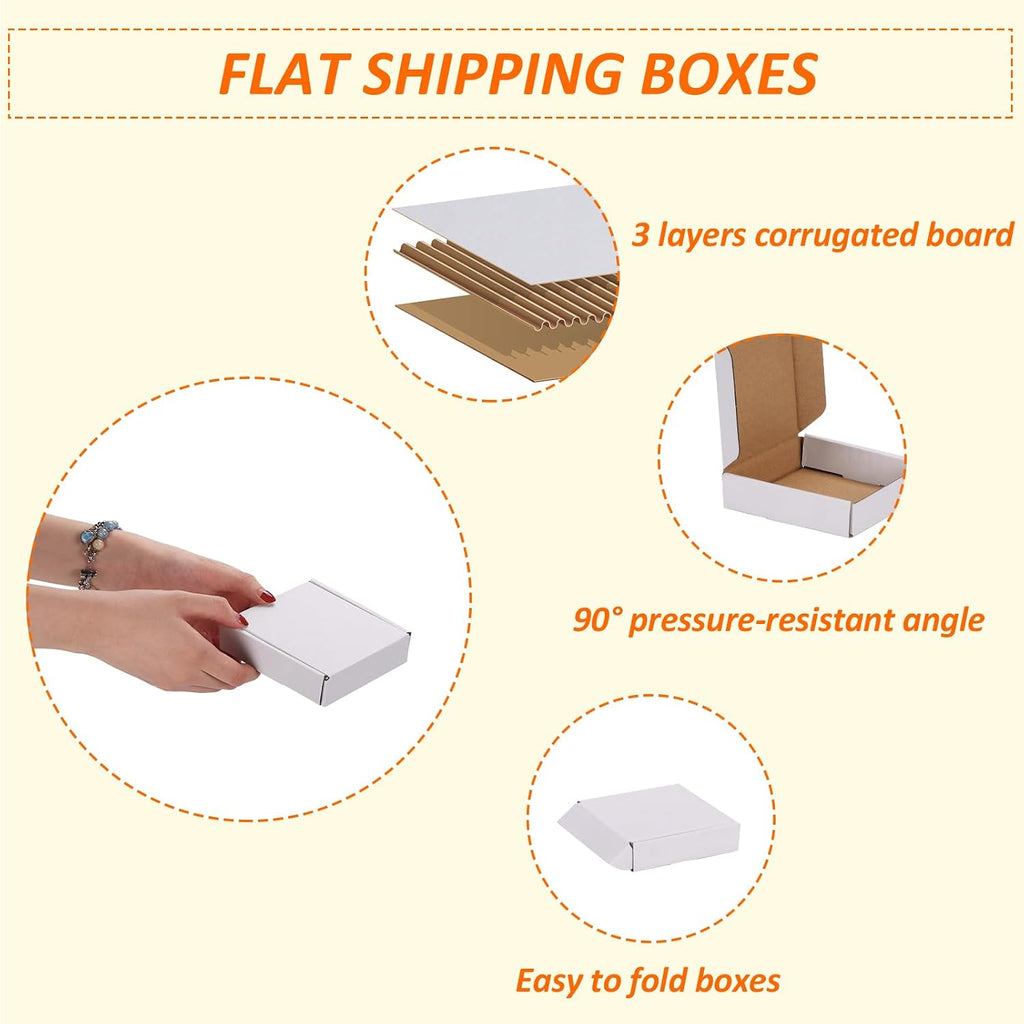 4x4x1 inches Shipping Boxes Set of 50, White Corrugated Cardboard Box Literature Mailer