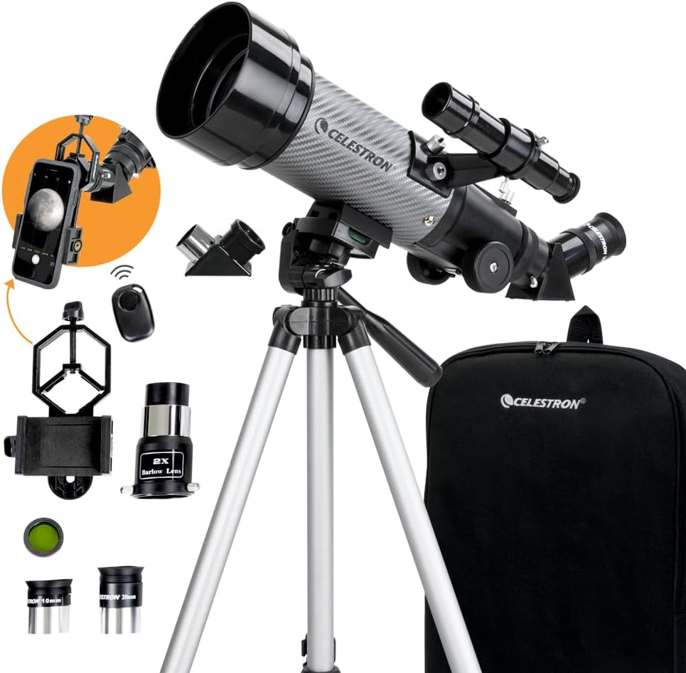 Travel Scope 70mm DX Refractor Telescope Kit with Backpack | Ideal Telescope Kit for Beginners & Travel, Day-to-Night