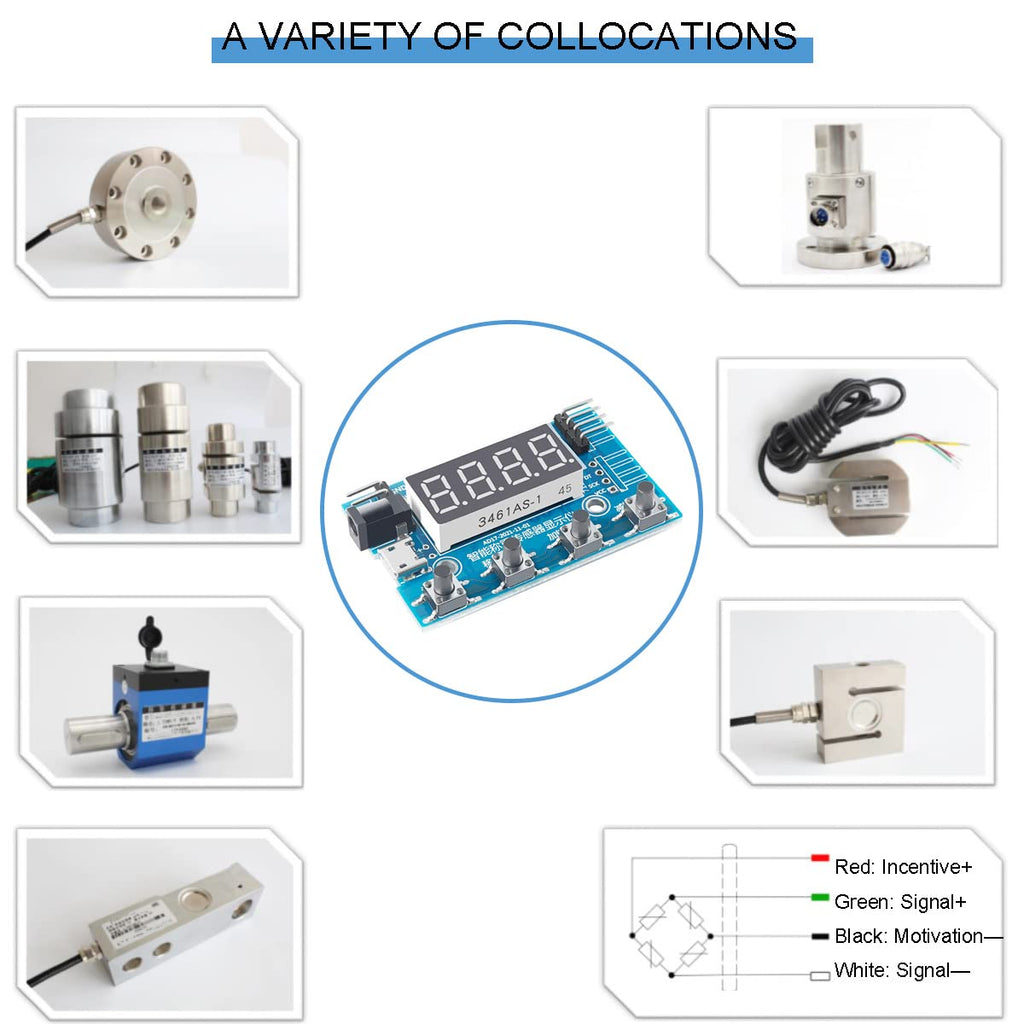 DKARDU HX711 Digital Load Cell Module A/D Module Weight Pressure Sensor Display 24 Bit Weighing Meter Electronic Scale Display Meter with Micro USB Cable