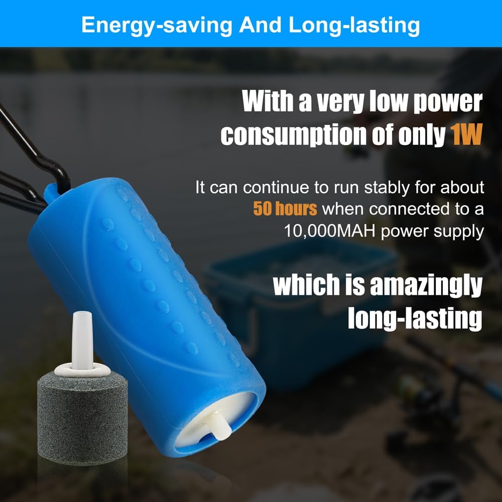 USB Mini Aquarium Air Pump Ultra Quiet Fish Tank Air Pump with Black Hanging Clasp Portable Aquarium Oxygen Aerator