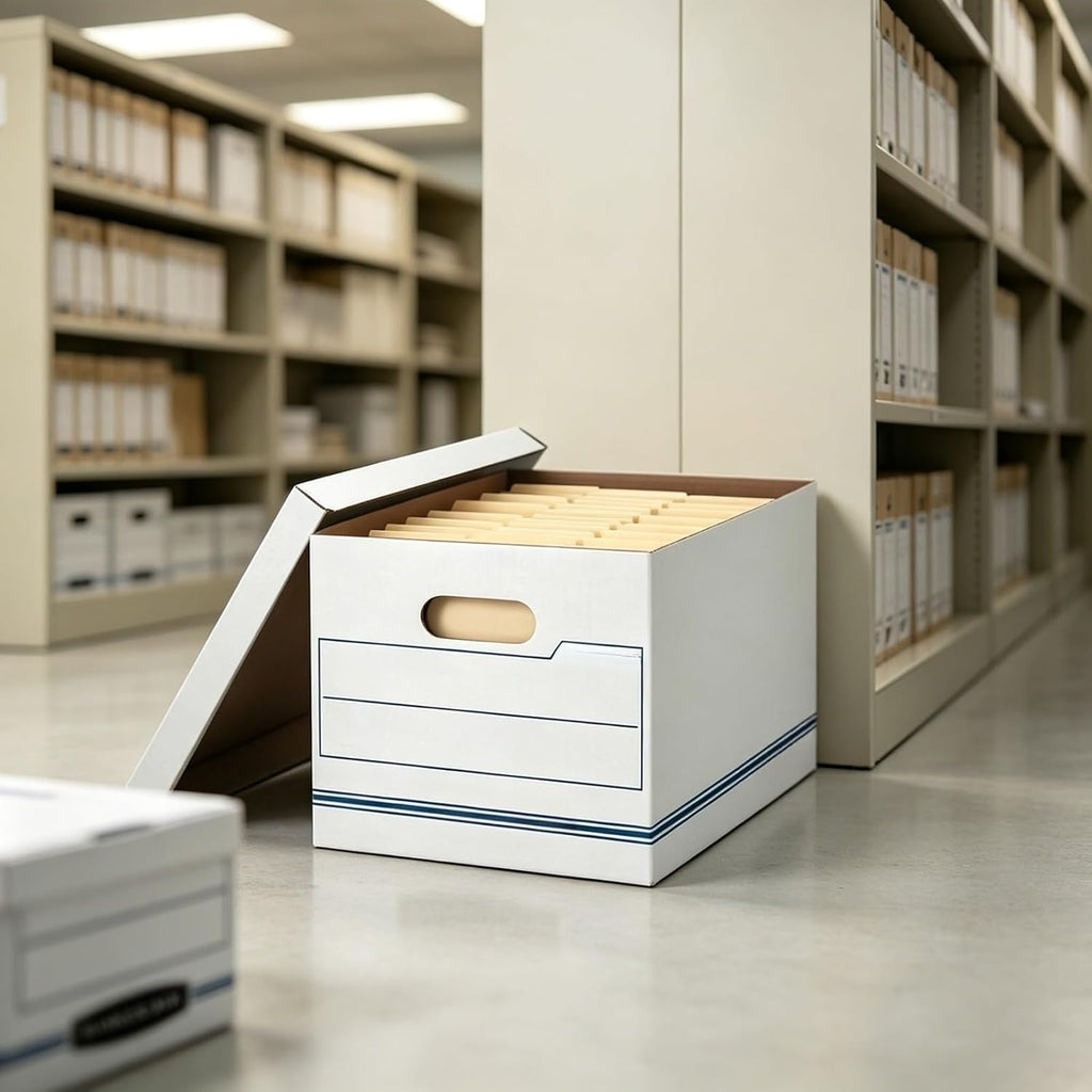 File Box with Lids 10 Pack White Cardboard Letter/Legal Size Storage Box