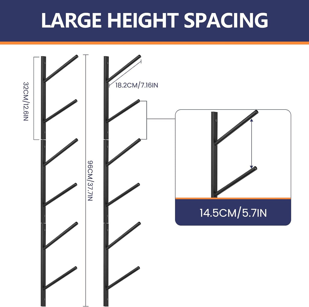 Skateboard Rack-6-Tier Skateboard Wall Mount & Snowboard Rack –Snowboard Wall Mount – Space-Saving Multi-Functional