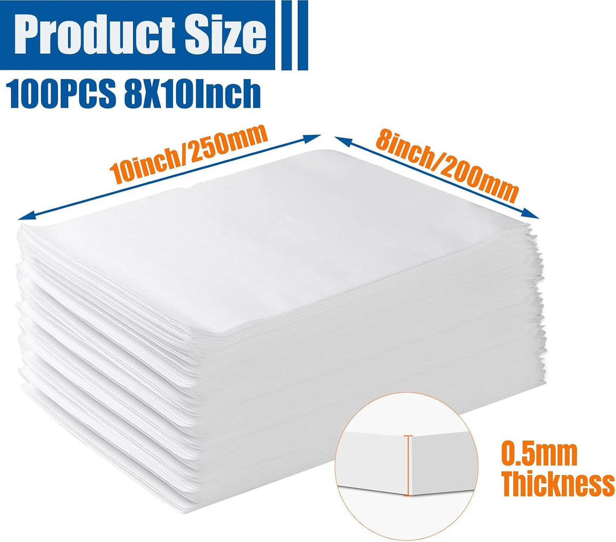 Cushion Foam Wrap Pouches for Moving(100 Pack 8"x10'')