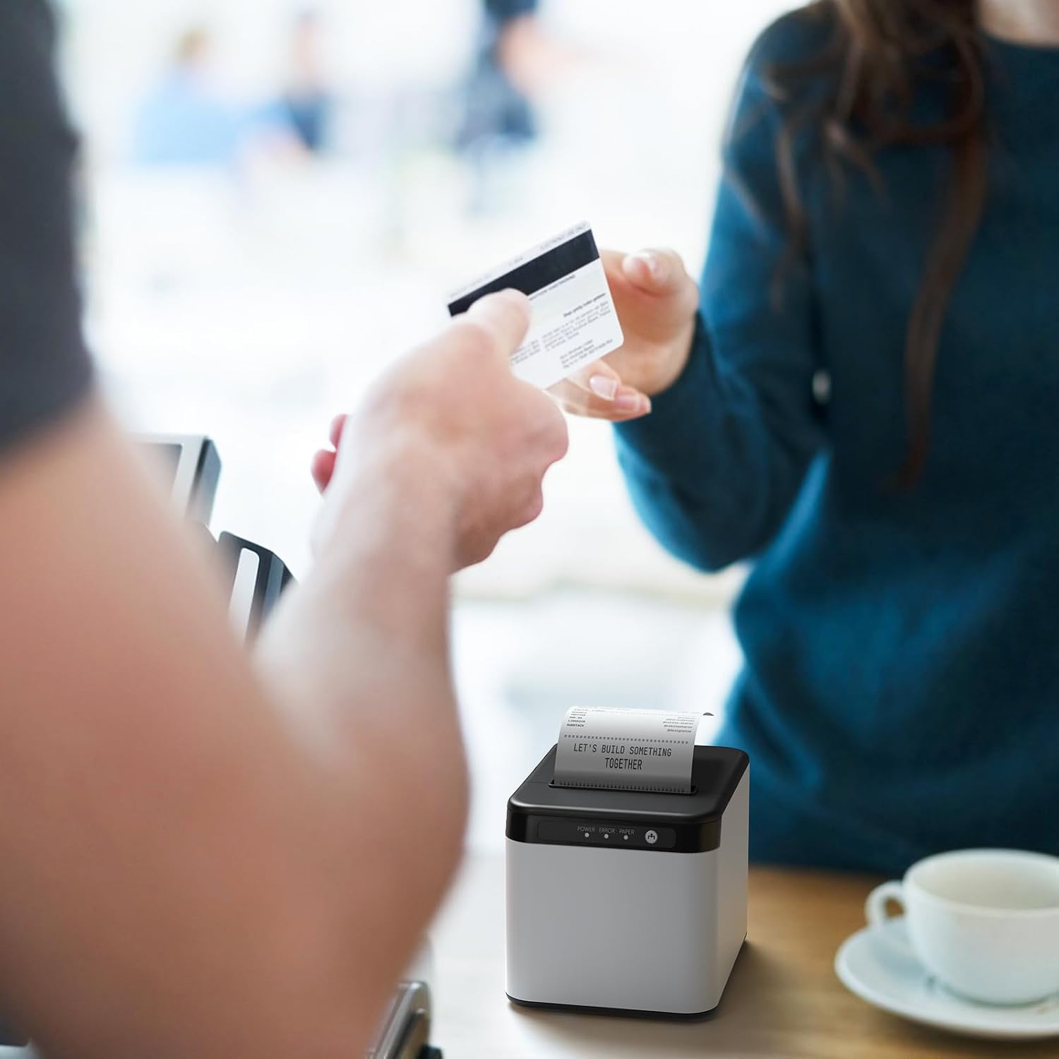 80mm Receipt Printer ESC/POS Thermal Printer Desktop Direct Print USB+LAN Connection High Efficiency with Auto Cutter