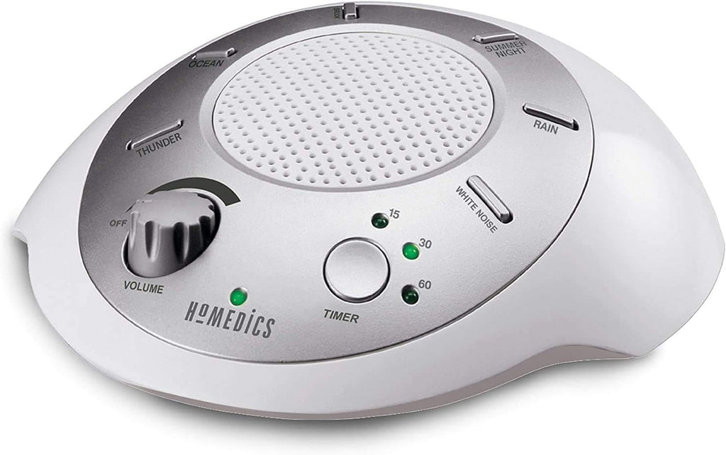SoundSleep White Noise Sound Machine, Silver | Small Travel Size with 6 Relaxing Nature Sounds, Portable Therapy for