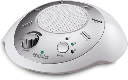 SoundSleep White Noise Sound Machine, Silver | Small Travel Size with 6 Relaxing Nature Sounds, Portable Therapy for