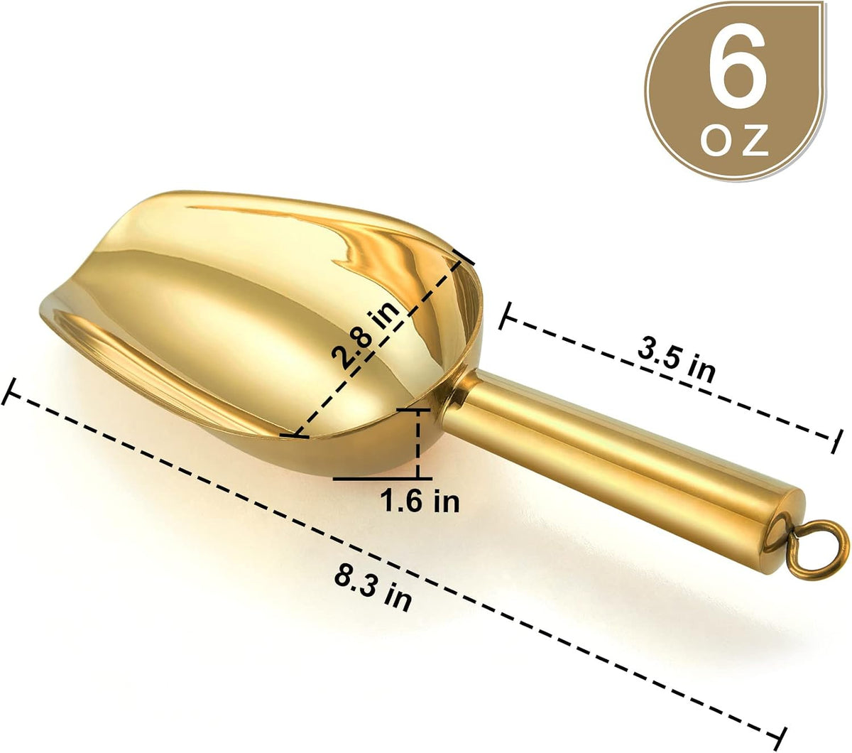 Gold Ice Scoop, 6OZ Small Stainless Steel Candy Food Scoop