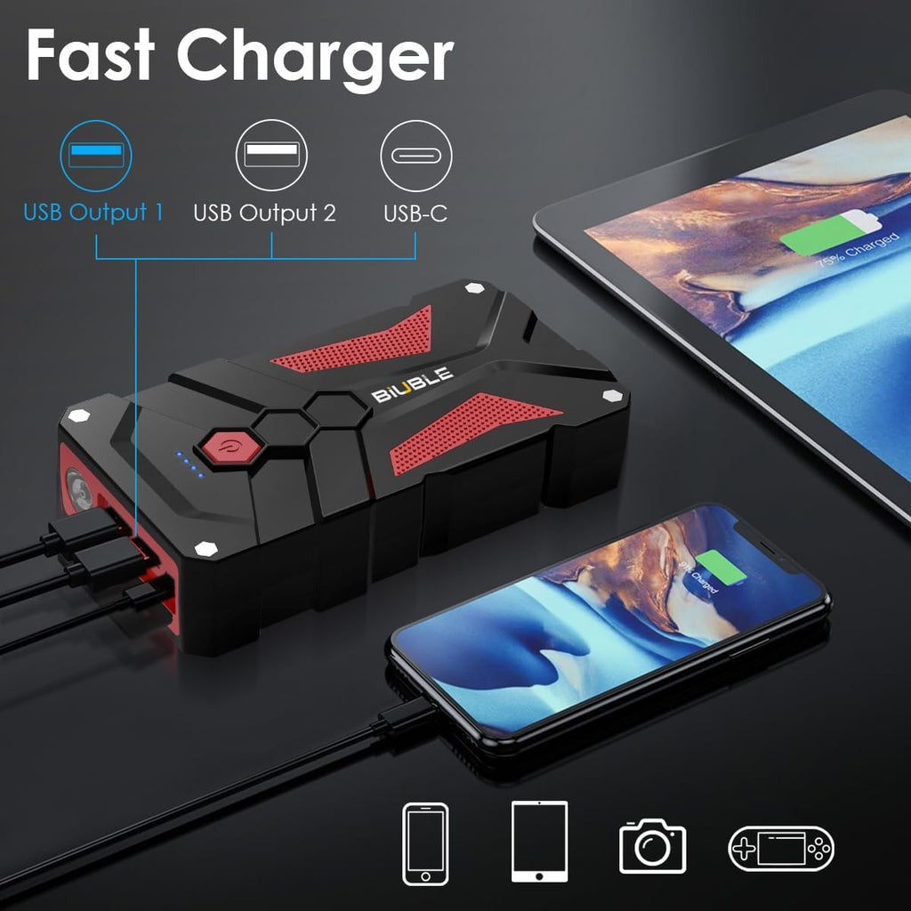 Jump Starter Car Jump Starter Auto Battery Booster Pack 5000A Peak 12V with USB-C Quick Charge,Lithium Jump Box with