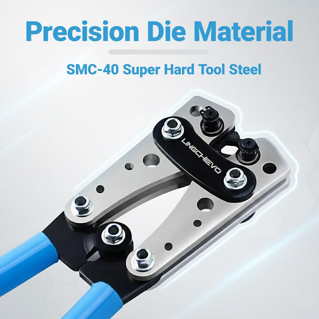 LingChievo Battery Cable Wire Crimper Tool for AWG 10-1/0 Lug&Terminal