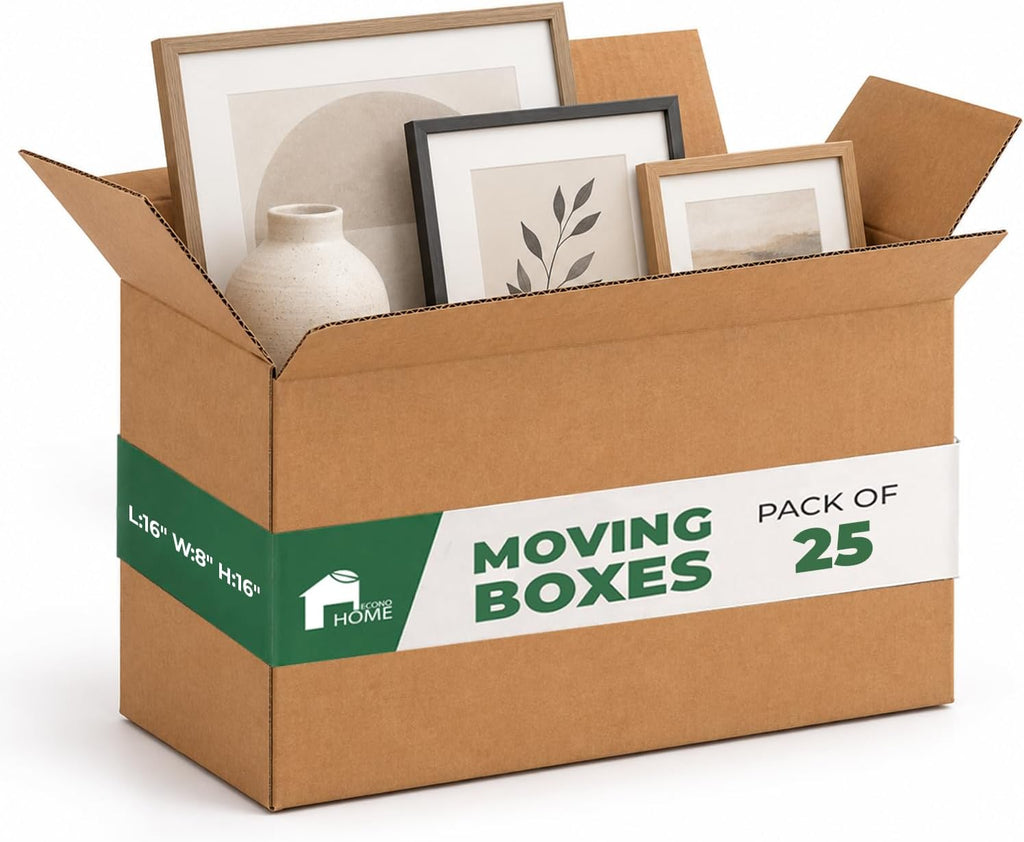 Heavy Duty Corrugated Shipping Boxes - Durable 16x8x16" Cardboard Moving & Packing Cartons - Stackable Kraft Boxes