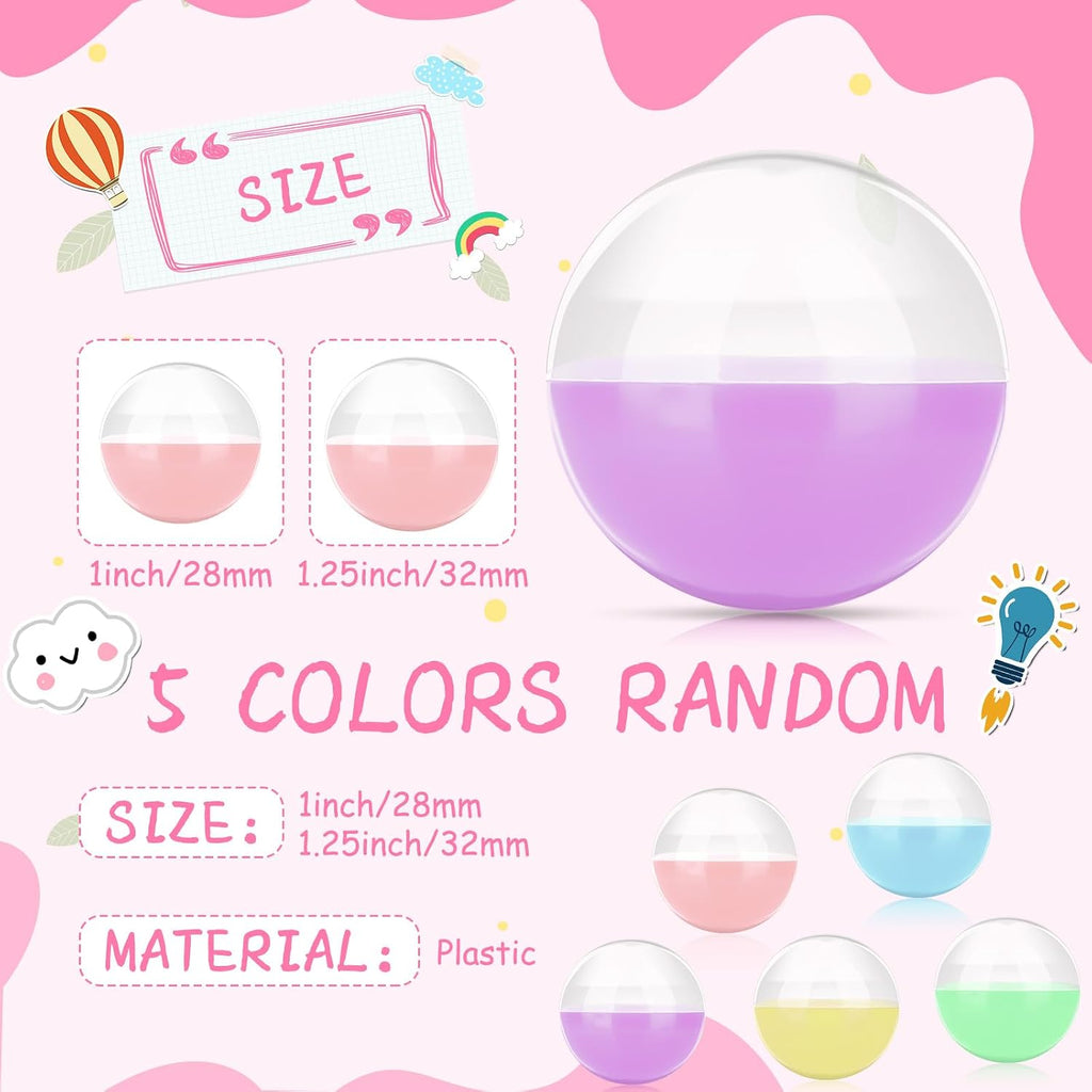 300 Pcs Gumball Machine Capsules Round Capsules 1.1" 1.25" Vending Machine Capsules Empty Clear Balls Toys Small
