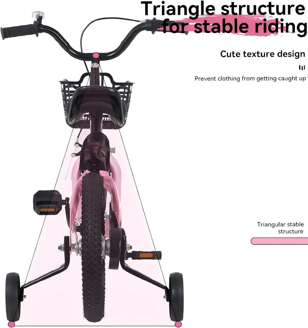 16 inch Kids Bike for Boys Girls Ages 4-8 Years, Children Bicycle with Training Wheels and Adjustable Seat, Steel