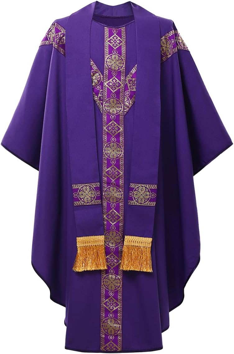 Catholic Priest Chasuble Church Mass Vestment Robe with Stole