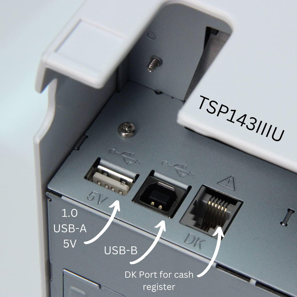 TSP143IIIU USB Thermal Receipt Printer with Device and Mfi USB Ports, Auto-cutter, and Internal Power Supply - Gray