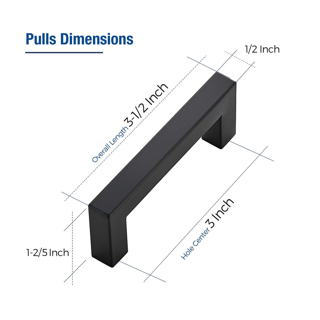Black Cabinet Handles, 2 Pack Kitchen Handles, 3 Inch