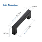 Black Cabinet Handles, 2 Pack Kitchen Handles, 3 Inch