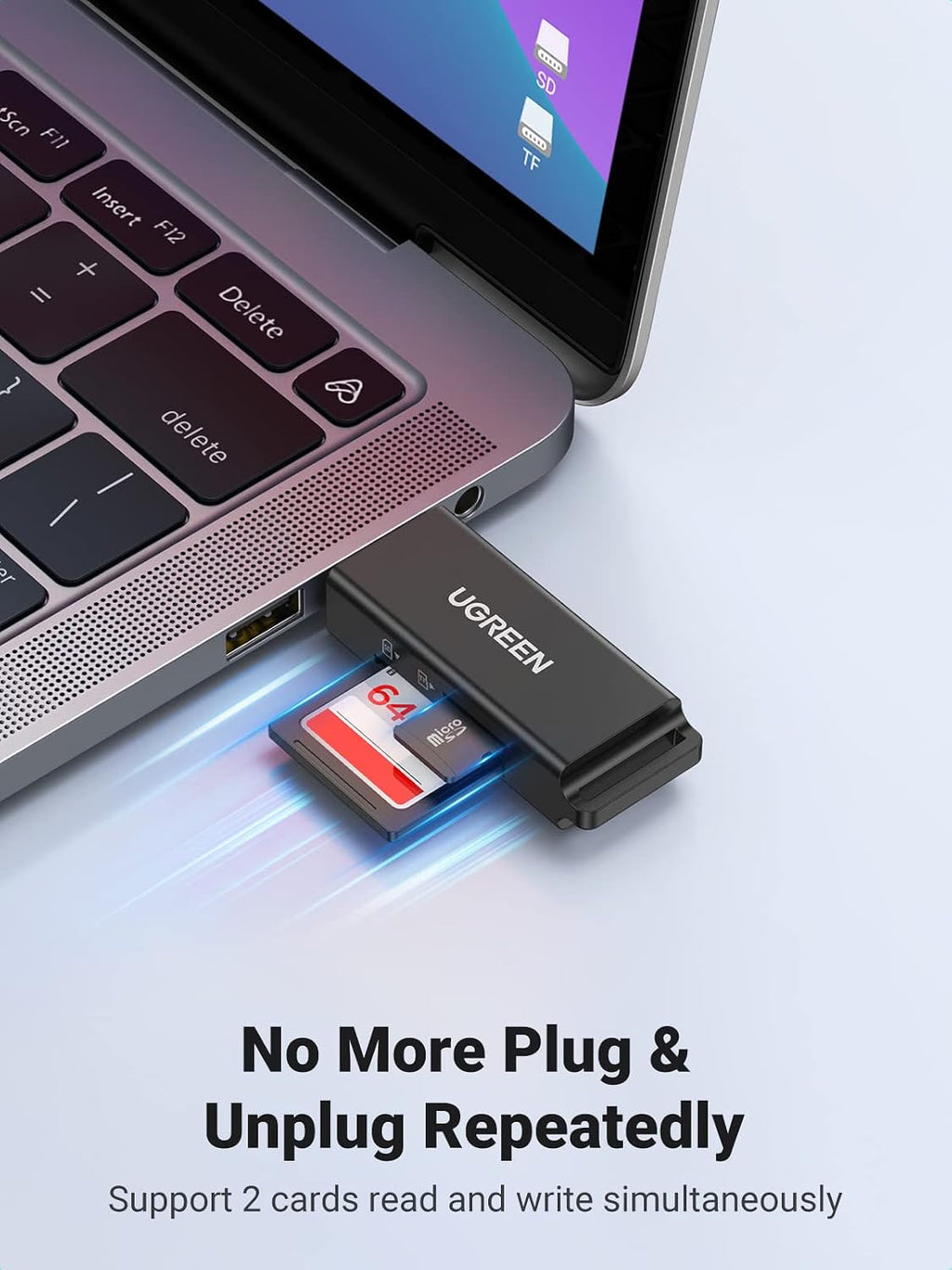 SD Card Reader Portable USB 3.0 | Dual Slot Flash Memory Card Adapter Hub for TF SD Micro SD SDXC SDHC for Mac