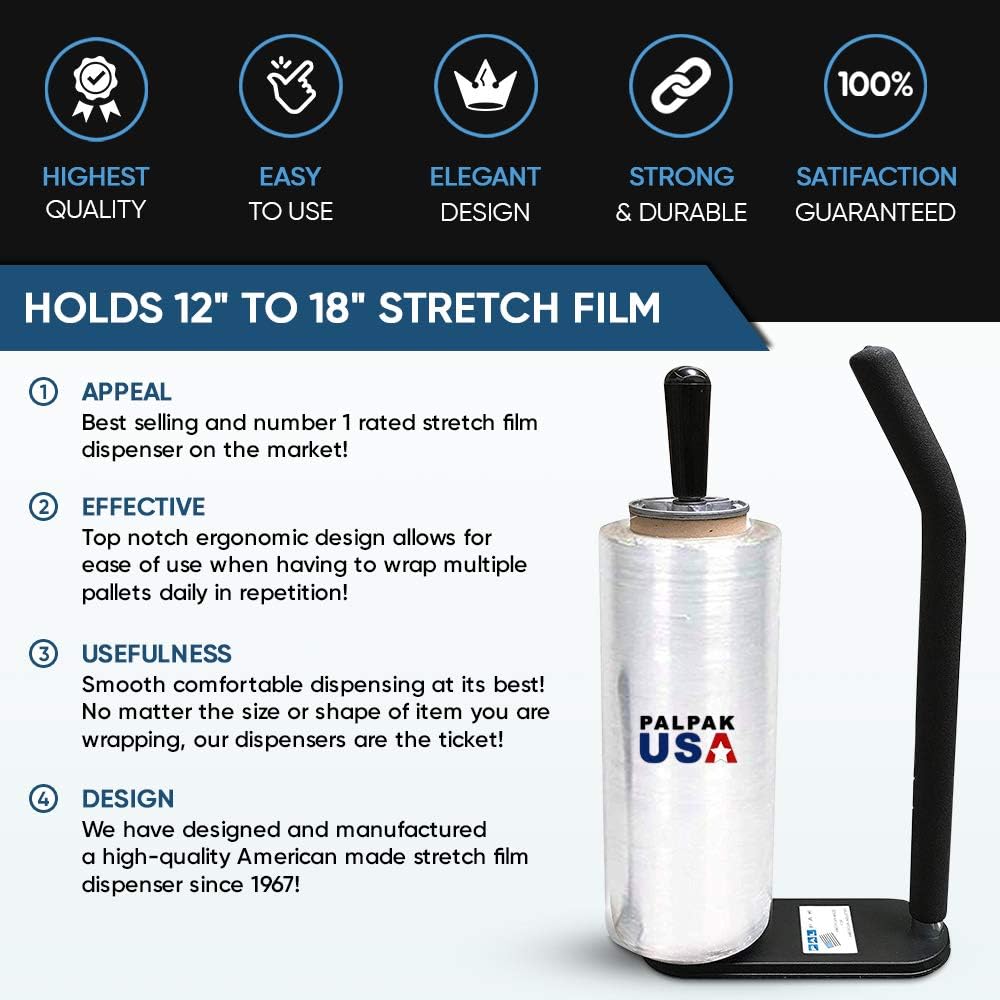 300 BACKSAVER - Best Selling Stretch Film Dispenser with Extended Handle, Industrial Strength for Packing Wrap, Holds