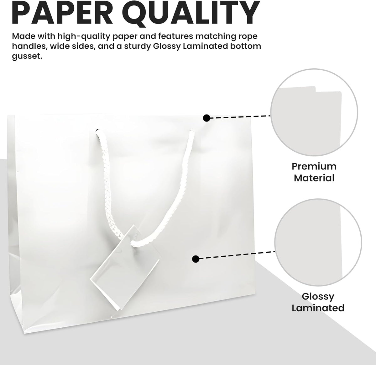 Novel Box 10 Pack White Glossy Laminated Gift Bags 9.5x4x7.5 in