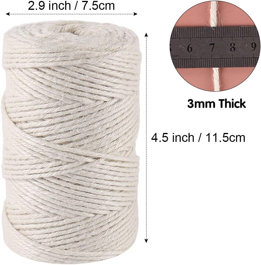 328ft 3mm Jute Twine Thick Creamy for Crafting Gardening