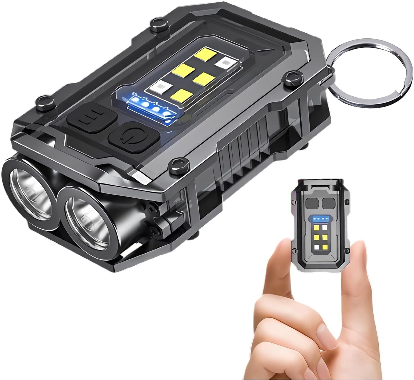 Pocket EDC Flashlight Rechargeable, 500 Lumens Keychain Flashlight | Pocket Size, Lightweight, 8 Modes Light Source