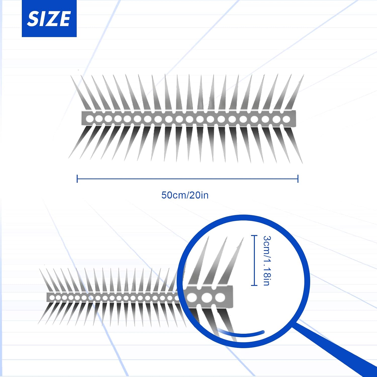 Bird Spikes - 20 Inch Stainless Steel Fence Spikes for Pigeons, Raccoons, Snakes - Deterrent Defender | 20 inch