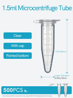 1.5ml Microcentrifuge Tubes 500PCS, Max. RCF 13,000xg