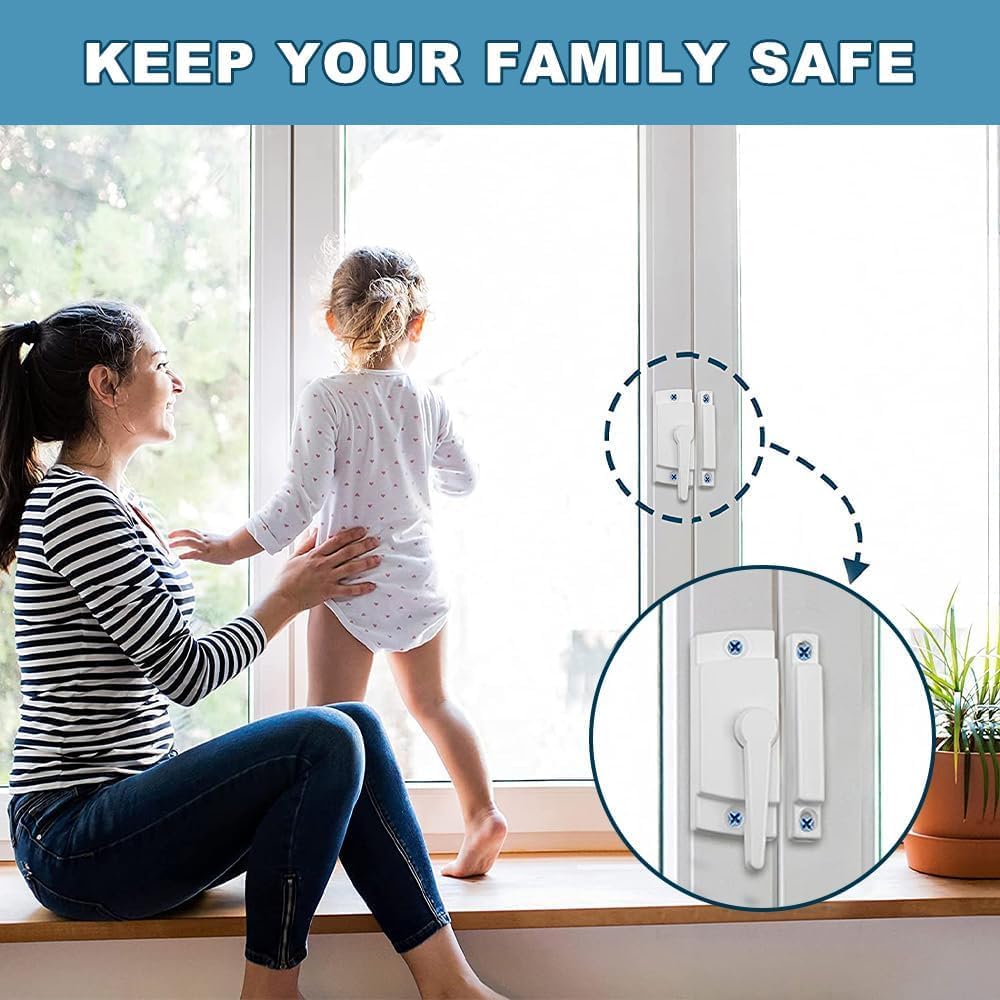 Metal Locks for Windows and Doors Window Sash Locks White ZUONAI 4 Pack Vinyl Window Sash Locks for Double Hung
