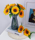 10 Pcs Artificial Sunflowers, Single Stem, for Fall Bouquet