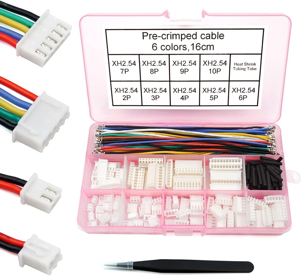 XH 2.54mm Connector Kit with pre-Crimped Cable Wire 2/3/4/5/6/7/8/9/10 Pin Housing JST Adapter Cable Compatible with JST-XH Connector