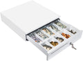 White Cash Register Drawer 16" White 5 Bill 5 Coin RJ11 RJ12 | Wide drawer with removable coin tray and 2 key-lock