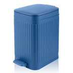 Small Bathroom Trash Can with Lid, 1.9 Gallon Slim Soft Close Step, Navy