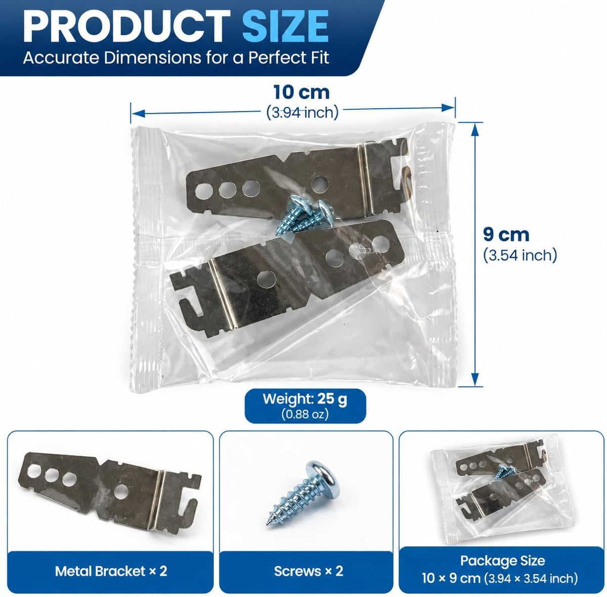 2Pcs Dishwasher Bracket for KitchenAid KUDS01FLSS0 2005-2010,Metal Mount