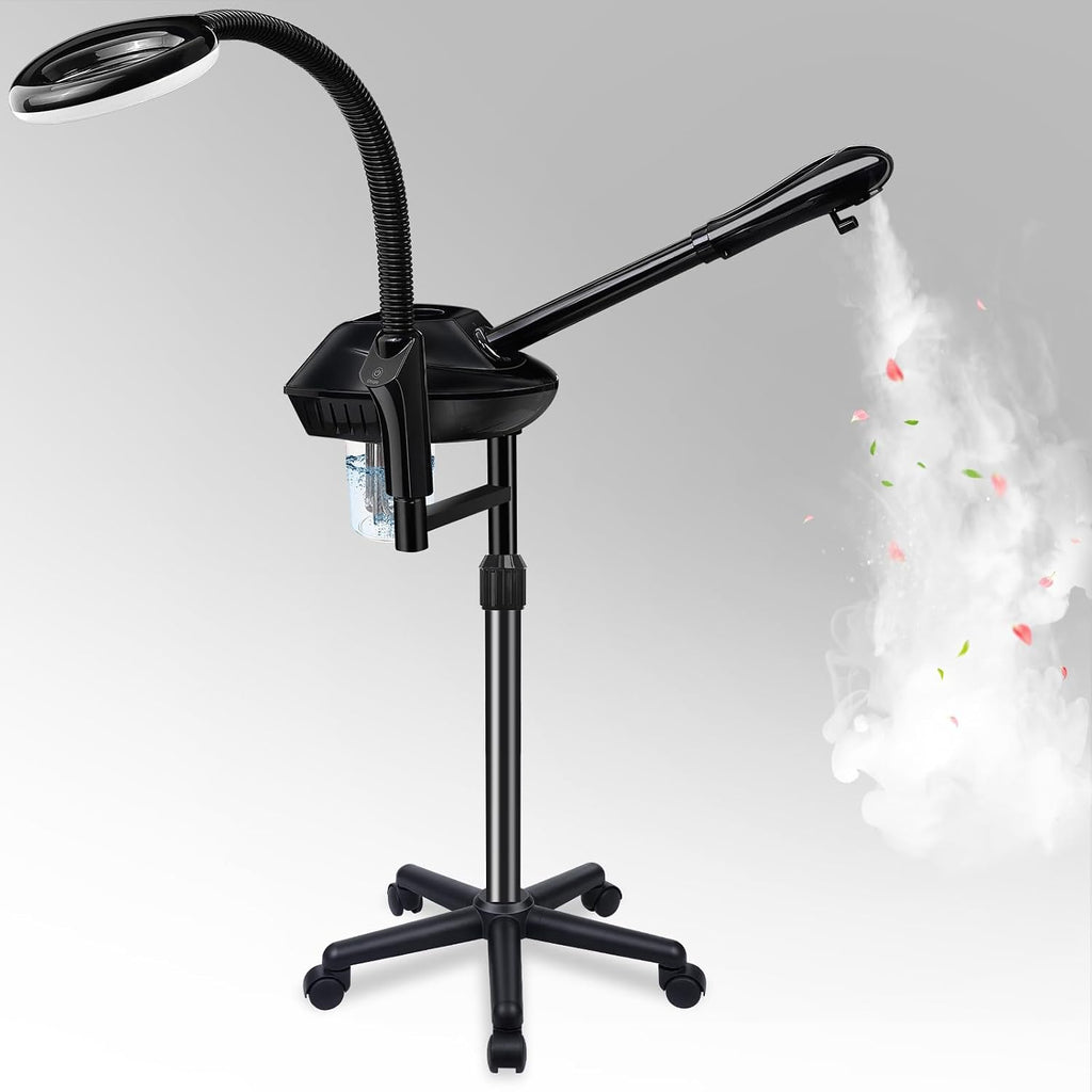 Professional Facial Steamer with 5X Magnifying Lamp, More Steam | Deep Cleansing and Hydration, Ozone Face Steamer on