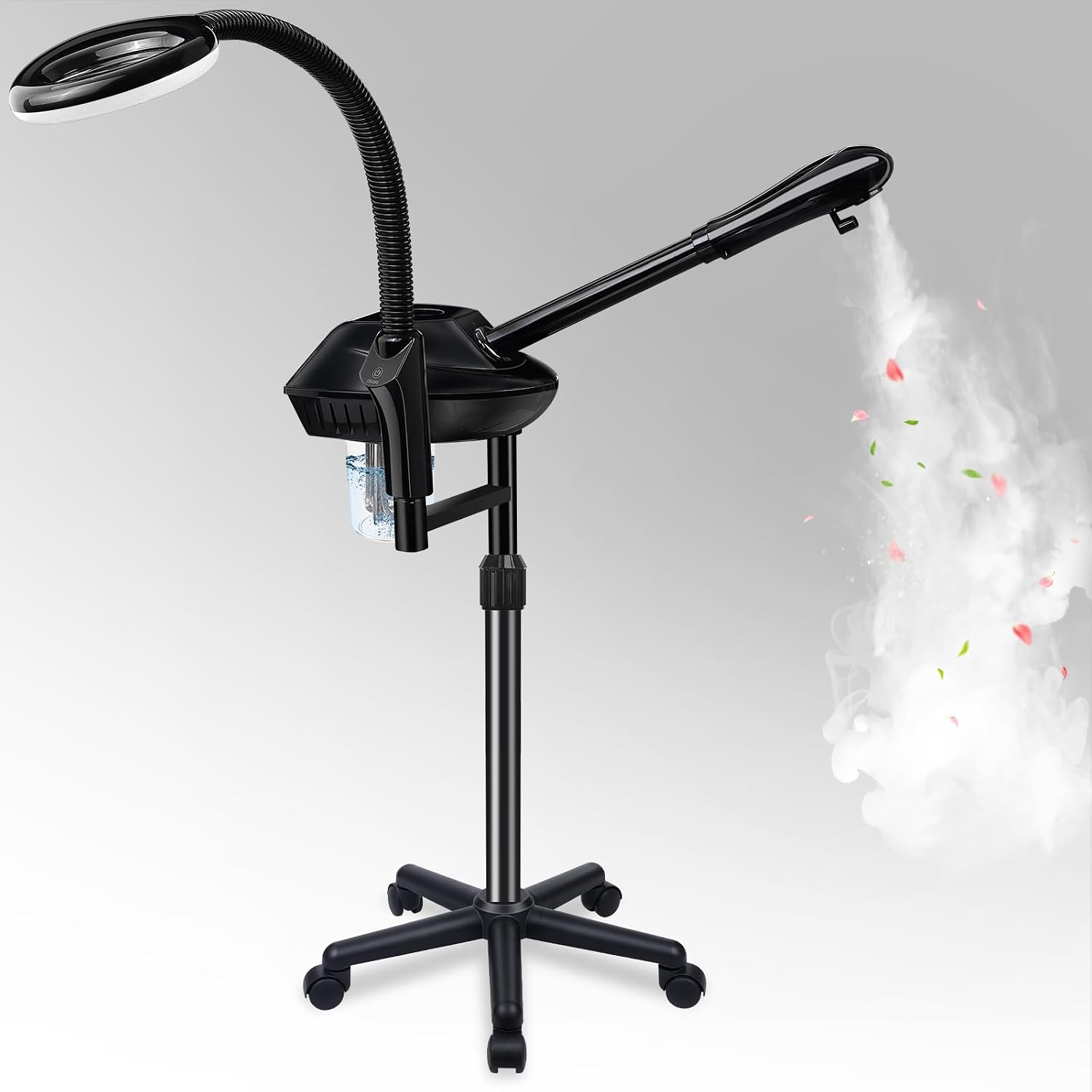 Professional Facial Steamer with 5X Magnifying Lamp, More Steam | Deep Cleansing and Hydration, Ozone Face Steamer on