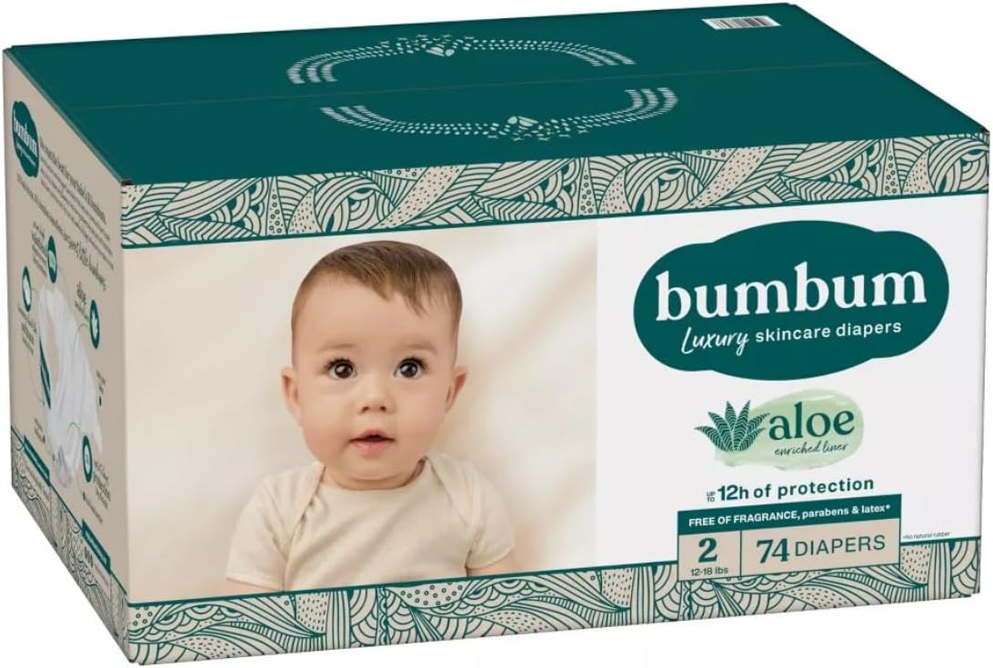New Premium Soft Bum-Bum Luxury Diapers - Size 2, 74 Count - Fragrance-Free (Pack of 1)