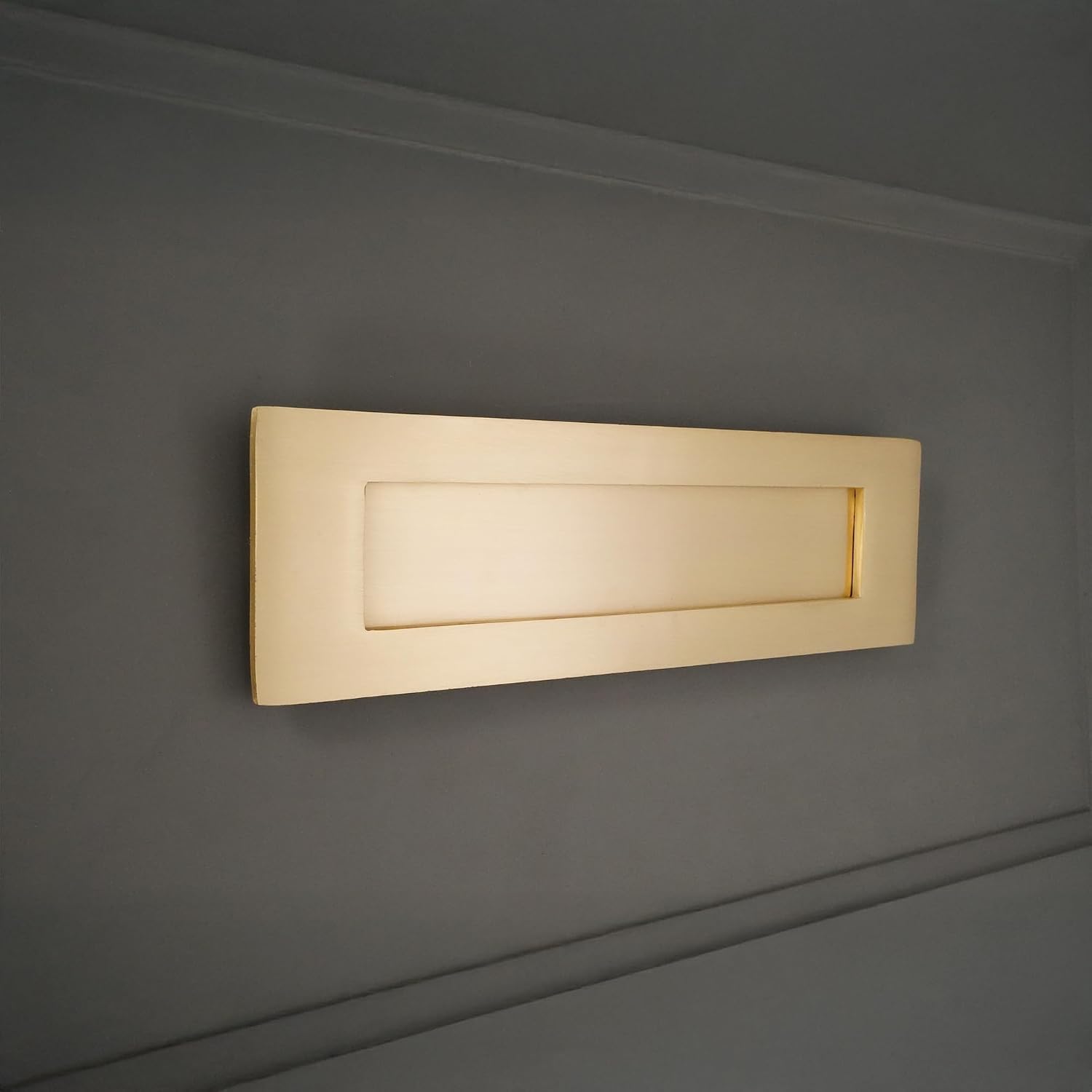 10" or 12" Victorian Solid Brass Traditional Sprung Letter Plate with Door Knocker - Satin Brass (10" x 3" Letter Plate)